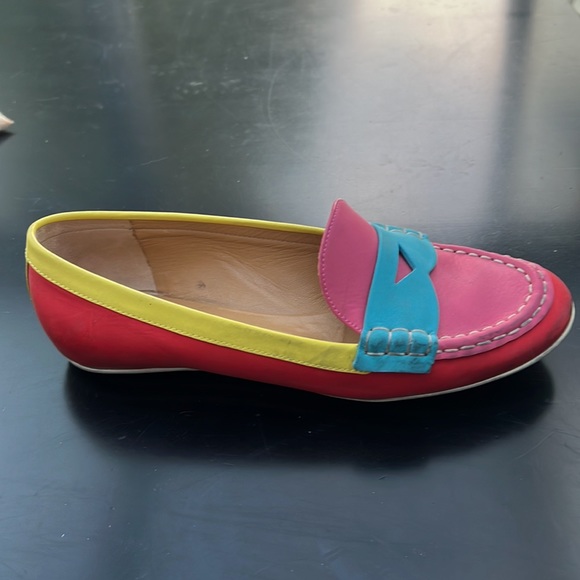 Marc Jacobs Leather Loafers Color Blocked Sz 36.5/6.5 Pink Red Yellow Turquoise - Picture 7 of 10